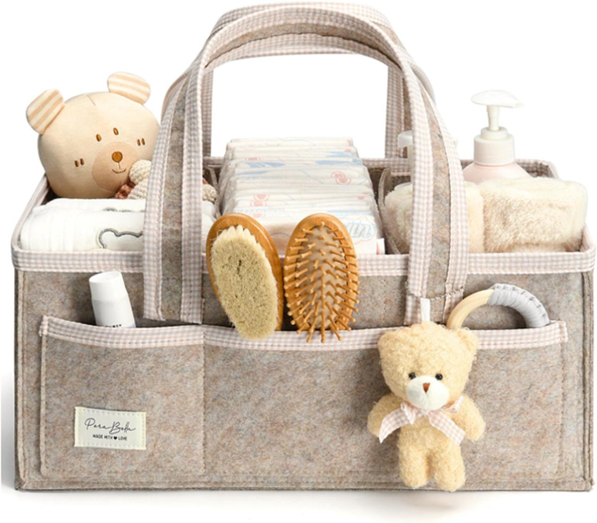 Luiertas - Handtas - Opbergtas - Handtas met grote capaciteit - Vilt - havermoutkleur - 41*25*18cm
