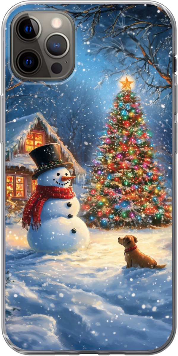Telefoonhoesje Geschikt voor iPhone 12 Pro Max hoesje - Kerstwonder - Winteravond - Kleurrijk - Siliconen Telefoonhoesje Telefoonhoesje