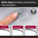 Vinger stelt lichtkleur in op 65K-40K-30K. Toont warm, neutraal en daglicht wit.