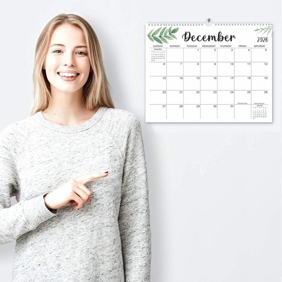 Kalender 2026 - Wandkalender 2025-2026, 18 maanden kalender, maart 2025 - augustus 2026, zes verschillende patronen, dubbeldraads binding, hangende haak, 37,6 x 29 cm