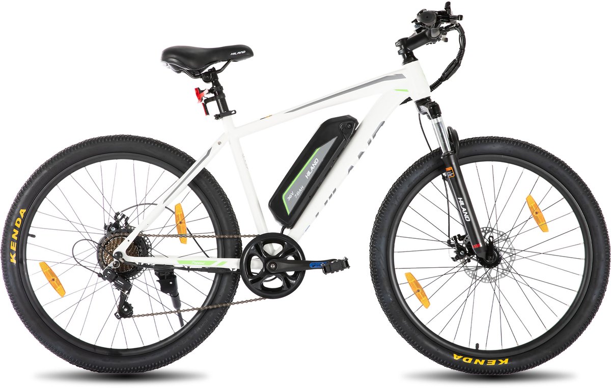 Hiland 26 Inch Elektrische Mountainbike (E-MTB) - 7 Versnellingen - 250W Motor - 36V 7.8Ah Batterij - Schijfremmen - Wit - afbeelding 2