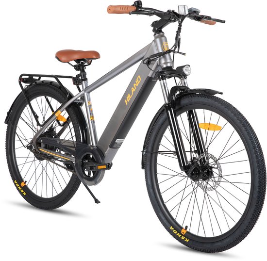 Hiland 26 Inch Elektrische Mountainbike (E-MTB) - 250W Motor - 36V 7.8Ah Batterij - All-Terrain - Voorvork Vering - Grijs