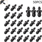 50 stuks - Druppelirrigatiepluggen 1/4" slangkoppelingen met weerhaken - aansluitkap voor druppelirrigatieslang - voor druppelirrigatieslangen, waterafscheiders, druppelleidingen, tuinslangen - zwart - 20.2×7×5.2mm