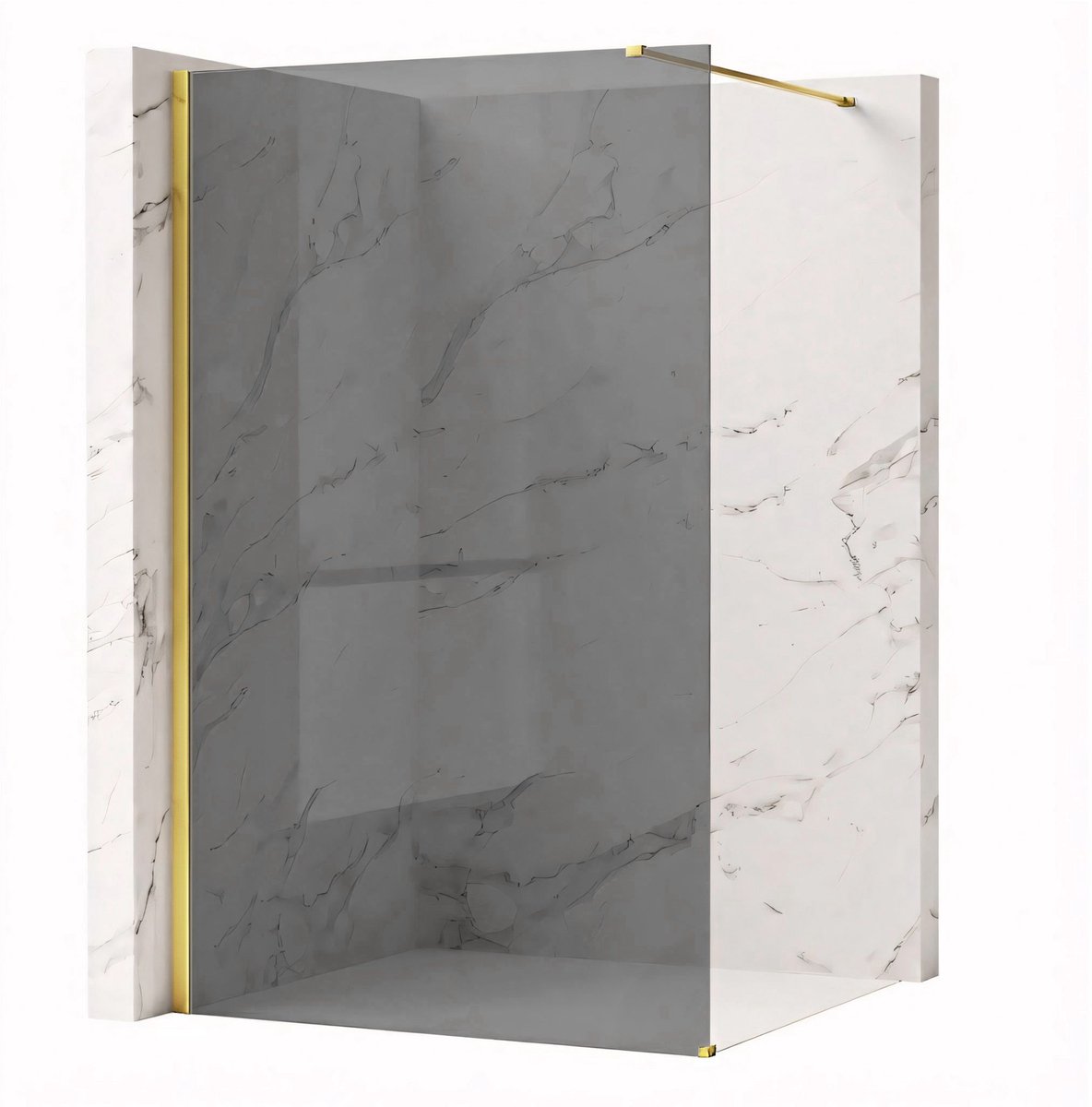 Rea Flexi Grey - Douchewand - Gouden - 90 Gehard Glas 8 mm (Grijs) - 120X90X195cm