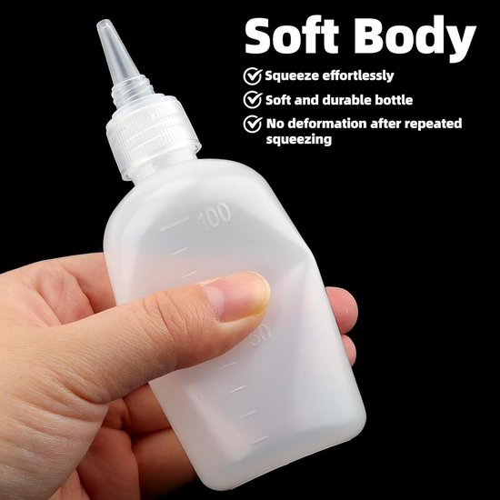 Dailygoods - DKBT 16 stuks knijpflessen 100 ml knijpfles spuitfles doseerfles sausfles ketchup fles dispenser fles knijpfles sausdispenser oliefles plastic keuken van Dailygoods — afbeelding 2