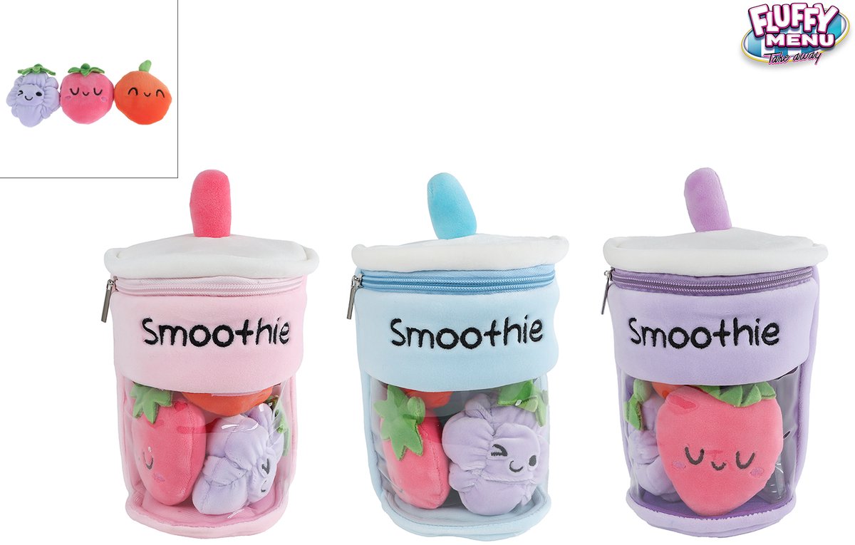Van Manen pluche smoothie knuffel met fruit - 20cm speelgoed.