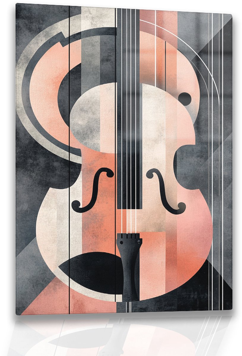 Viool art deco - Plexiglas - Wanddecoratie - Glasschilderij - 100x150 cm
