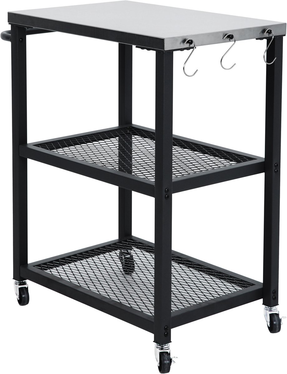 TAINO NETIS grillwagen - rollende grillstandaard met wielen, zwart