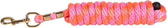 Roze en oranje gevlochten touw met een gouden karabijnsluiting.