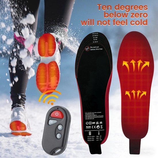 USB oplaadbare verwarmde inlegzolen, draadloze afstandsbediening, elektrisch verwarmde inlegzolen, geschikt om op te lopen, warme inlegzolen voor winterskiën, Klein【35-40】