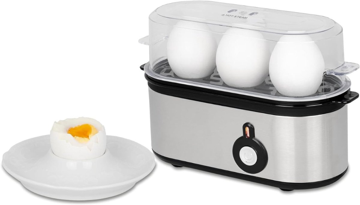 DnA® Eierkoker Electrisch - Eierkoker - Eierkoker Met Timer - Wit/Zwart - 21cm x 9cm x 14cm