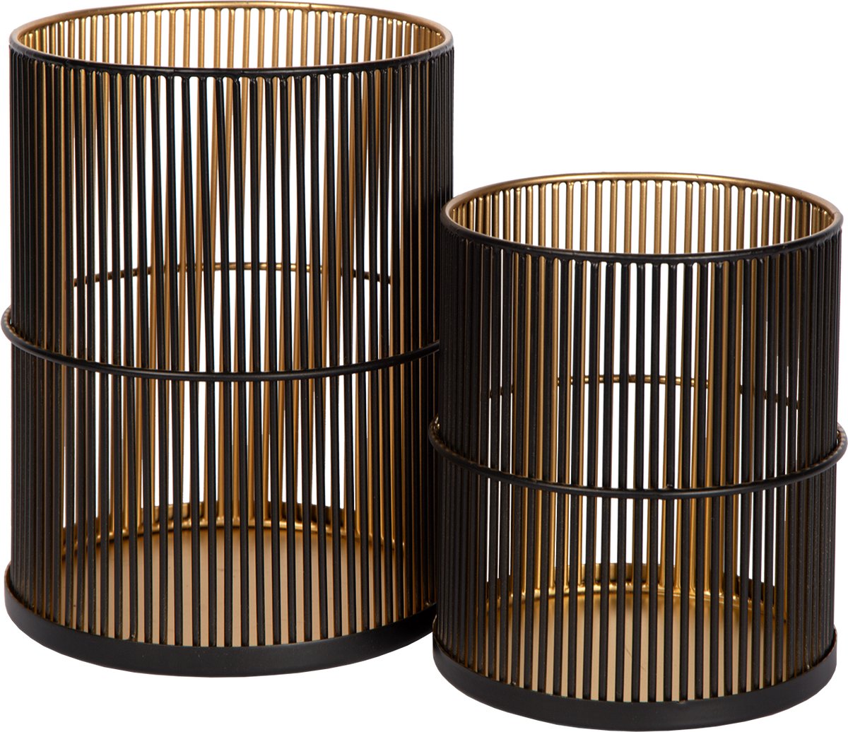 Atmooz - Set van 2 Kandelaren Jidi - Zwart/Goud - Ø13/15 cm - Elegant Design