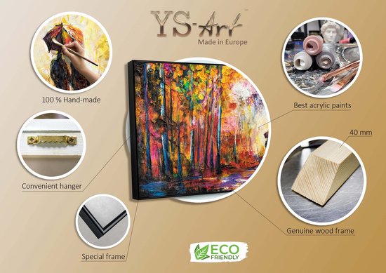 YS Schilderij "Romance" - Handgeschilderd canvas schilderij - Wanddecoratie Abstract - Kleurrijk - Textuur - Muurdecoratie woonkamer - Slaapkamer decoratie - Kamer accessoires - Abstracte schilderij - schilderij canvas Black 100x50