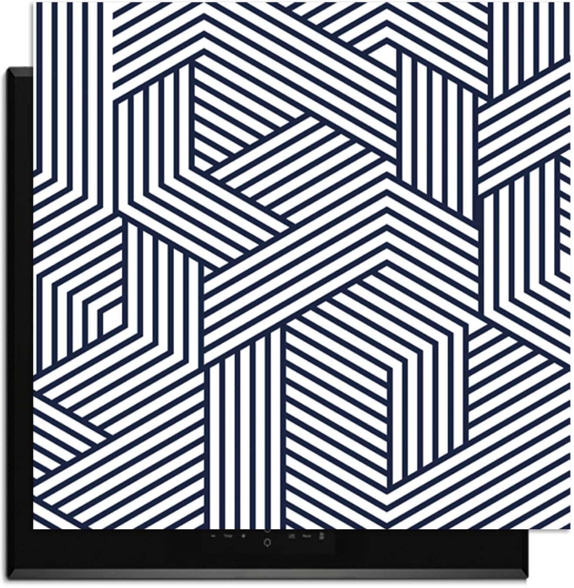 KitchenArt - Linear Labyrinth – Inductie Beschermer - 62x52 cm - Kookplaat Beschermer - Luxe Afdekplaat Inductieplaat - Anti-slip & Oprolbaar - Beschermmat Inductiekookplaat