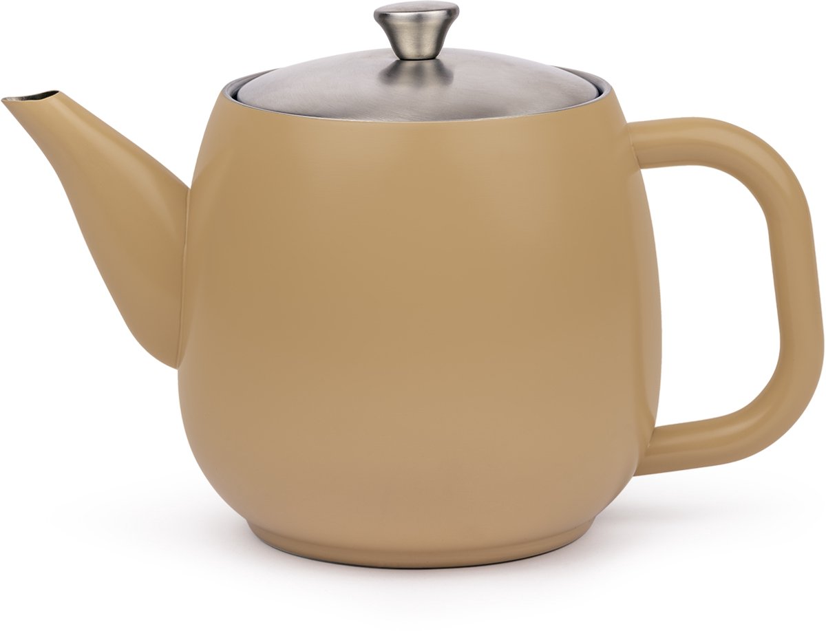 Bredemeijer - Theepot dubbelwandig Vera - 0,9 liter - Latte bruin - Met theezeef