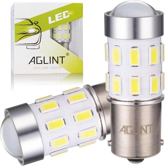 Bsxywa P21w LED-lampen (2 Stuks) – 1156 BA15S, 12V-24V, 6000K Wit, 60 SMD-chips – Superheldere Vervanging Voor Achteruitrijlicht, DRL En Mistlampen