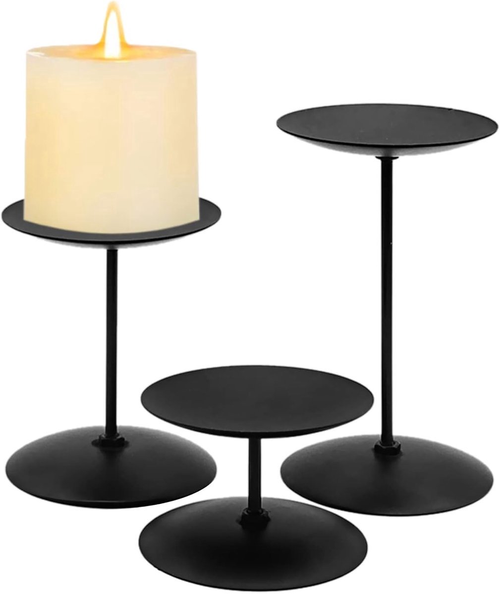 Stunq® Klassiek Zwart Metalen Kandelaars Set van 3 voor Diverse Decoraties