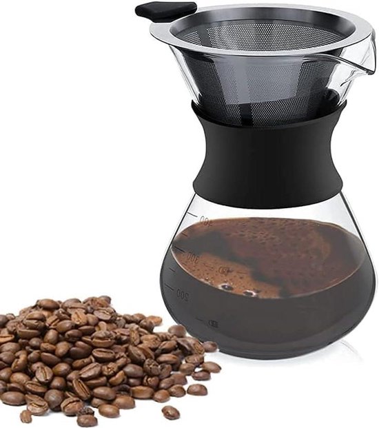 Drip Koffiezetapparaat Set, Glazen Koffie Drip Brouwen Pot Met Roestvrijstalen Filter Handmatige Koffie Druppelaar Brouwer voor Thuis Koffie(600ml