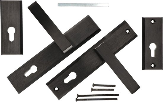 Deurklink Set met Langschild en Rozet PZ 72 mm Zwart Universele Moderne