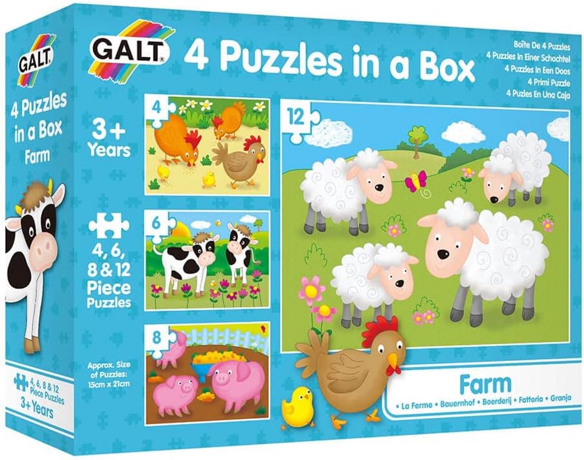 4 In 1 Puzzel Set - Boerderijdieren - Vanaf 3 Jaar
