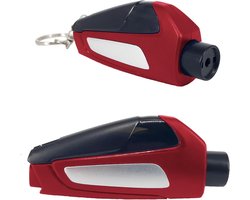 3-in-1 ruitenbreker/gordelsnijder, 2-delige mini-noodset voor auto-ongelukken met sleutelhanger, geschikt voor op het land of onder water - Rood
