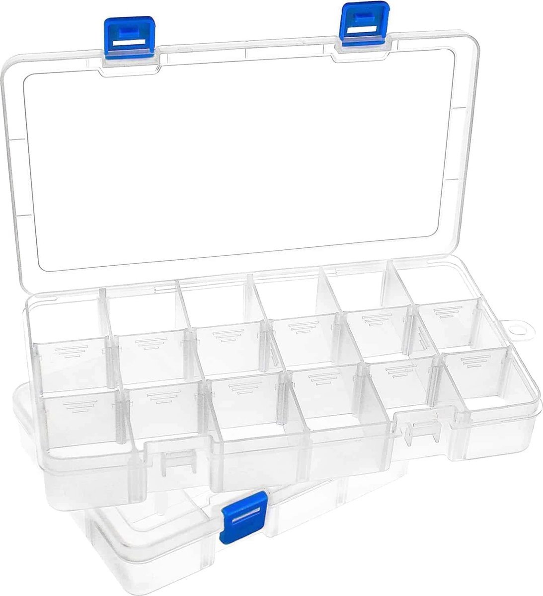 Stunq® Sorteerdozen voor kleine onderdelen, opbergdoos met 18 rasters, assortimentsdozen van kunststof, verstelbare sorteerdoos voor kleine onderdelen, sieraden, schroeven, strijkkralen, oorbellen, kralen, naaigaren (verpakking van