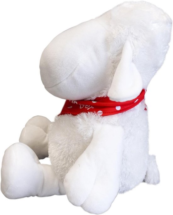Pluchen knuffelschaap met rood gelukshalsdoek, 30 cm — afbeelding 3