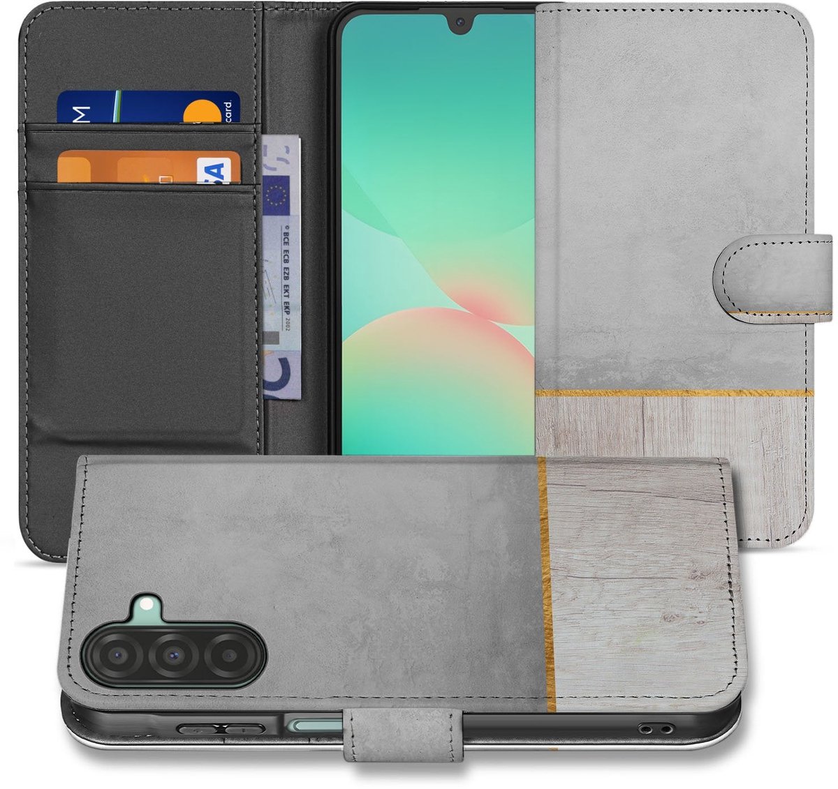 Samsung Galaxy A17 Book Style Case Wood Concrete