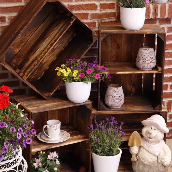 5x Bruine Houten Opberg Fruitkistjes-kratten Wood Box 37 X 28 X 15 Cm Decoraties 5x Bruine Houten Opberg Fruitkistjes-kratten Wood Box 37 X 28 X 15 Cm Decoraties