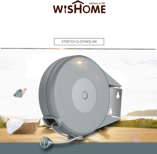 Beldray LA027016EU Ausziehbare Wäscheleine, für Innen- und Außenbereich, Doppel-Wäscheleine mit flexibler drehbarer Wandhalterung, ideal für Badezimmer, Camping, Garten und Reisen, 26m