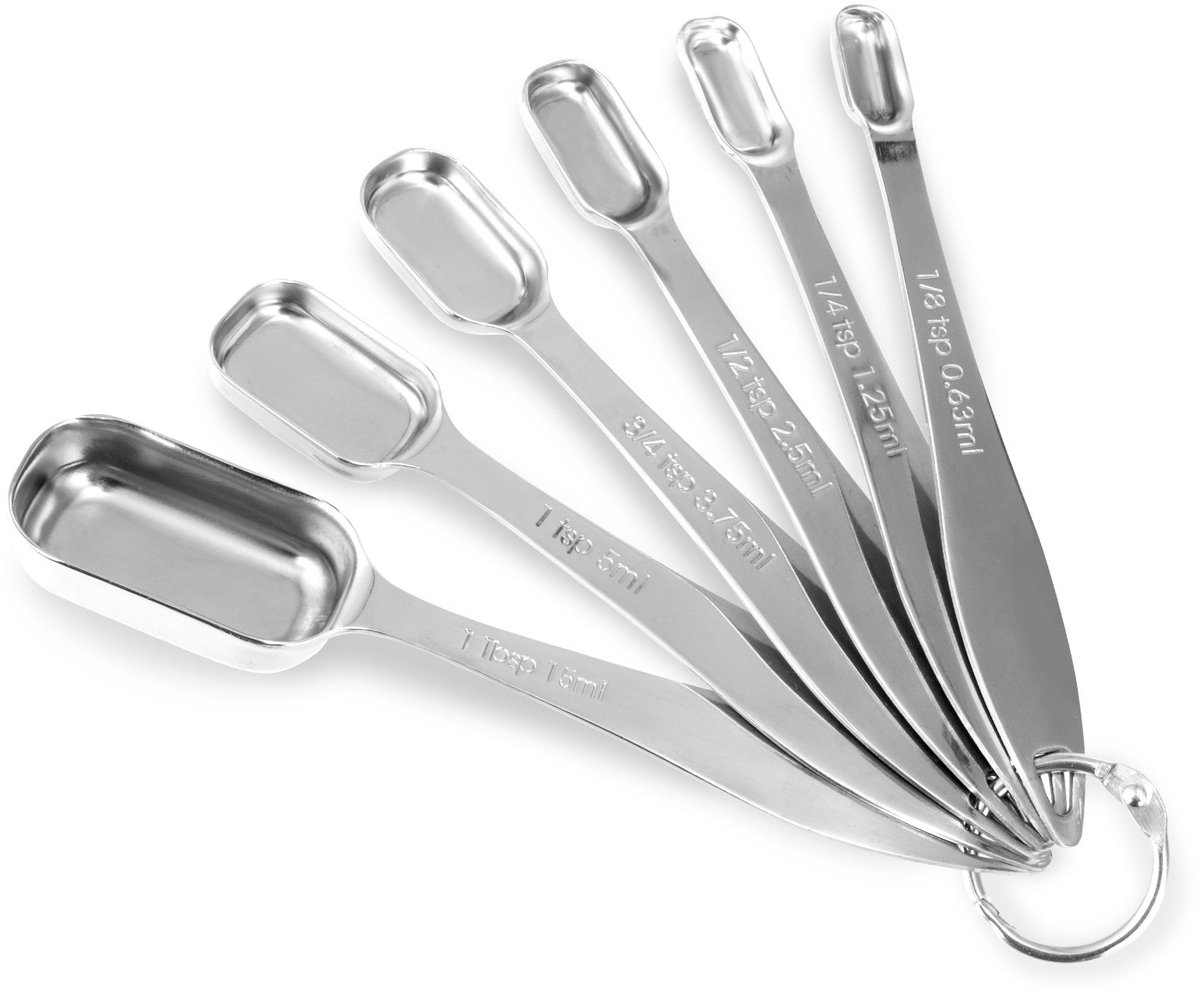 6 set - Lepel - Kruidenlepel - Koffielepel - Roestvrij staal - Vierkant - Maatlepel - Geschikt voor koken en koffie - Inclusief opbergring - Zilver