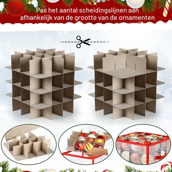 Kerstballen Opbergdoos. Opvouwbaar, 33 X 33 X 17 Cm, Met Ruimte Voor 32 Kerstballen 392052