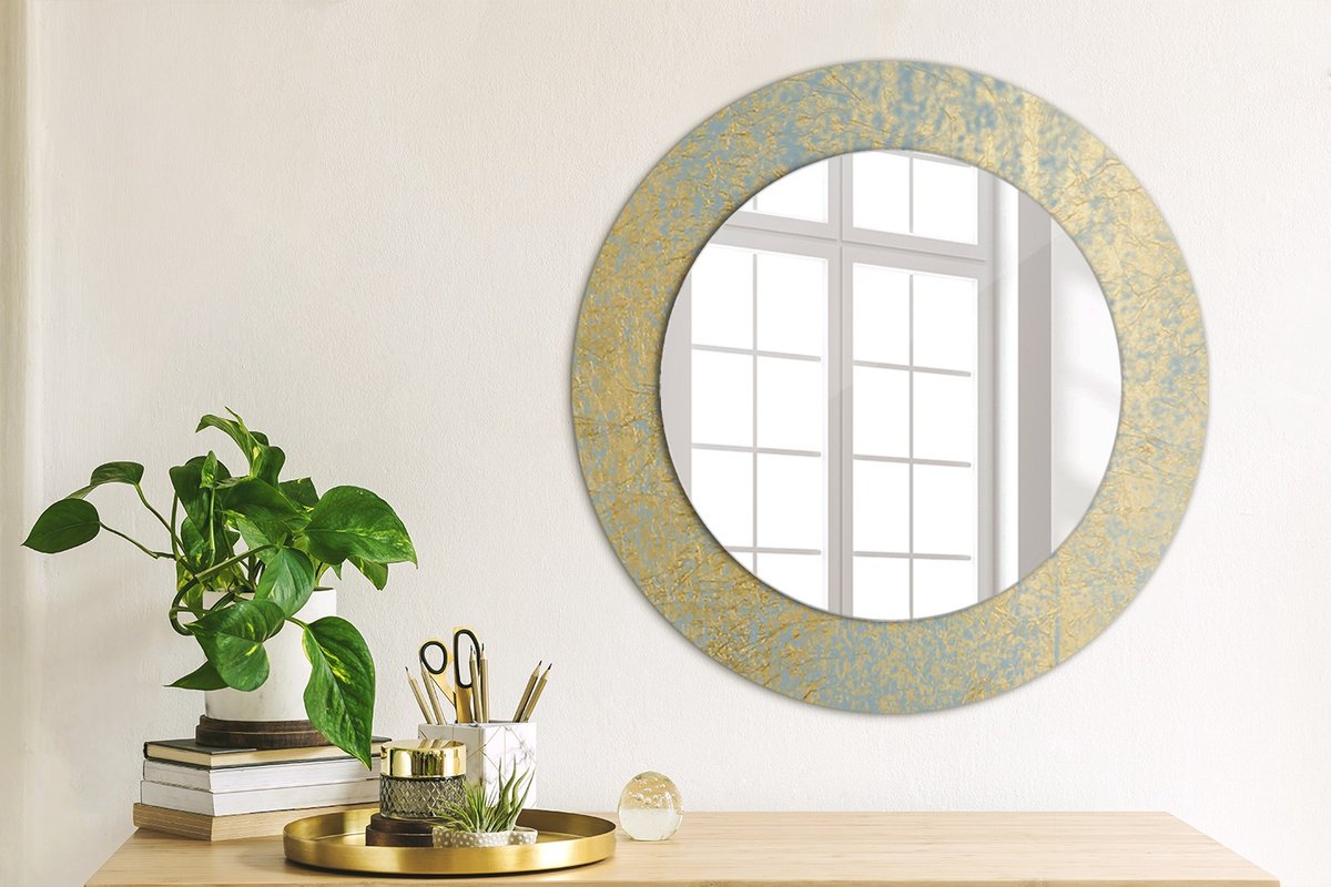 Coloray Bedrukte Spiegel - Loftpatroon Bedrukte Spiegel - 50 cm - Geel Bedrukte Spiegel - Bedrukte Spiegel - Spiegel Met Bedrukte Lijst - Spiegel Met Decoratie