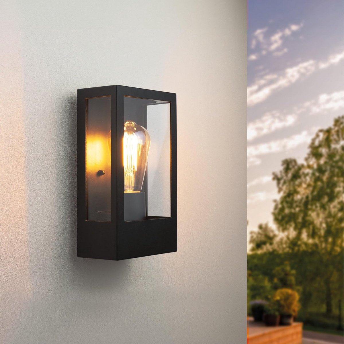 Dimbare LED Buitenlamp met Sensor - Zwart - IP44 - Warm Wit Licht