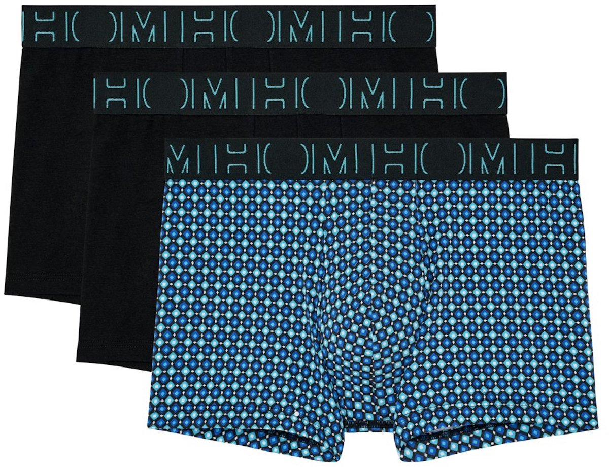 HOM - Marco Boxer briefs 3pack - Black/Black/Blue print - mannen - L