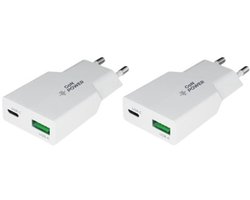 2 stuks OneOne 20W snellader met 2 poorten. USB C en USB A. Platte GAN Quick Charge lader. PD PPS oplader adapter past op Google Pixel 7, 7a, 7 Pro, Pixel 8, 8a, 8 Pro, Pixel 9, 9a, 9 Fold, 9 Pro, 9 Pro XL, Pixel 10, 10 Pro, 10 Pro XL, 10 Pro Fold