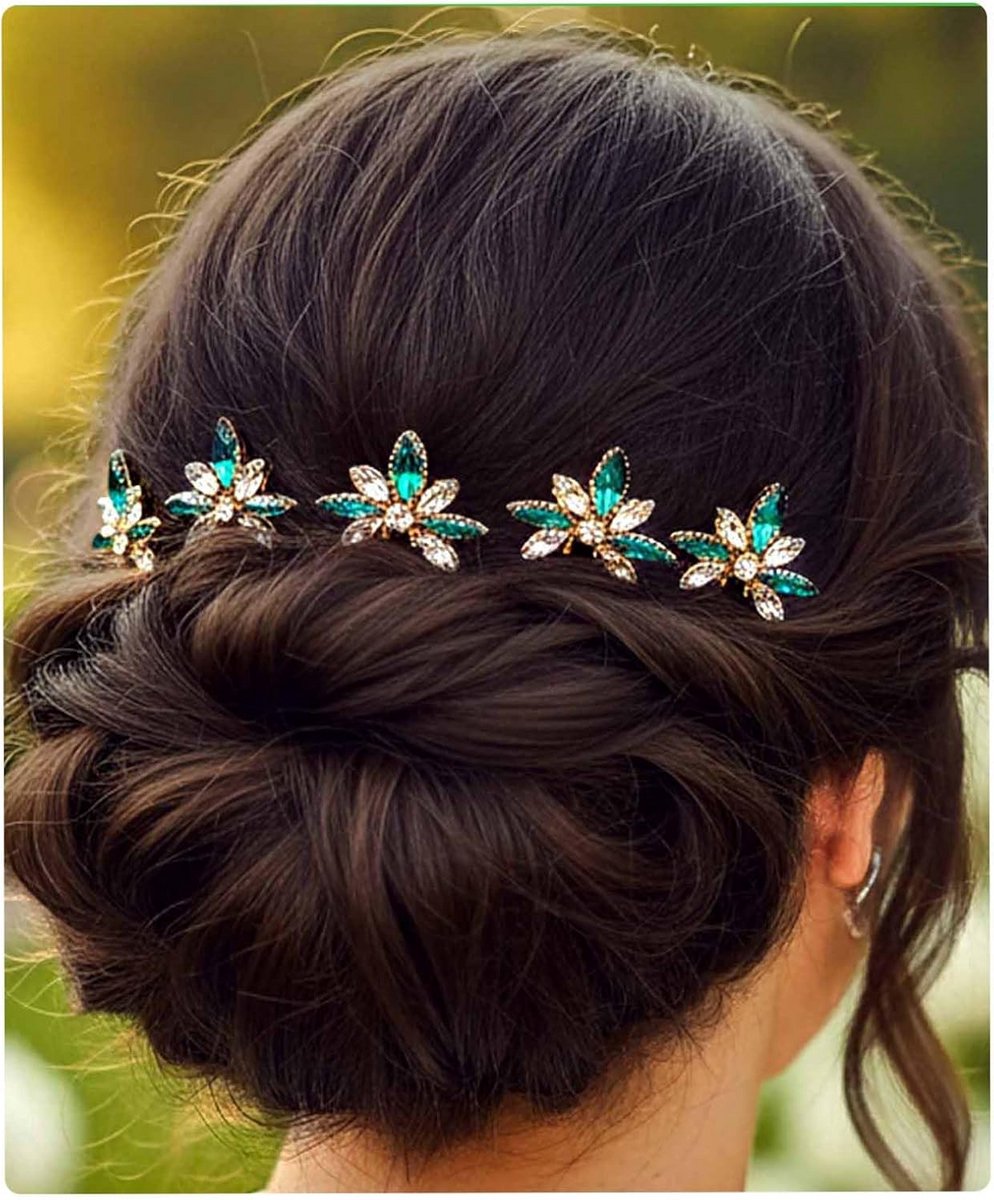 Set van 5 Bruid Haarspelden met Kristallen Bloemen voor Bruiloft en Feest