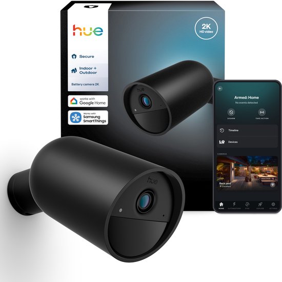 Philips Hue Secure Beveiligingscamera met batterij 2K Zwart