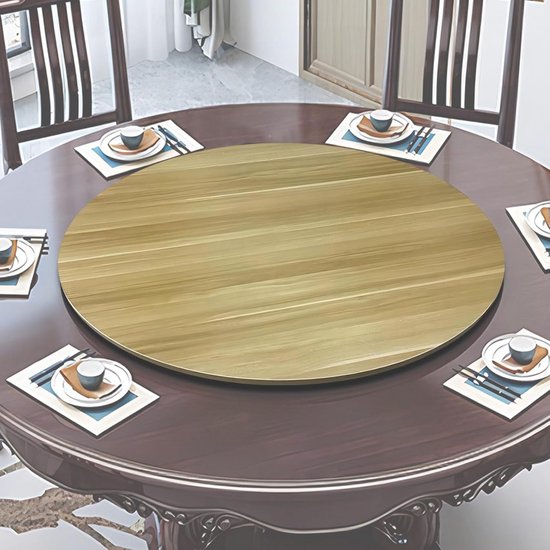 ESOYAWE Lazy Susan rond draaiplateau 50 60 70 80 90 100 cm draaibaar dienblad voor eettafel, 360° draaibaar houten serveerblad, voor restaurants hotels keukens huizen