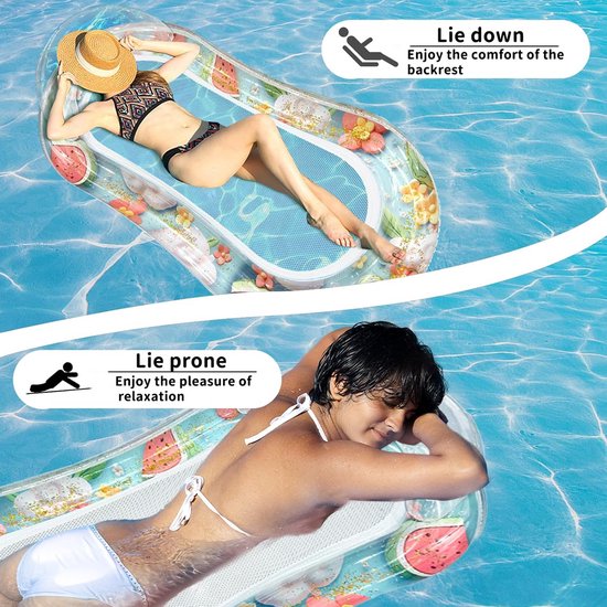 Opblaasbare Waterhangmat met Net - Draagbaar Ligbed voor Zwembad en Zomerplezier — afbeelding 4