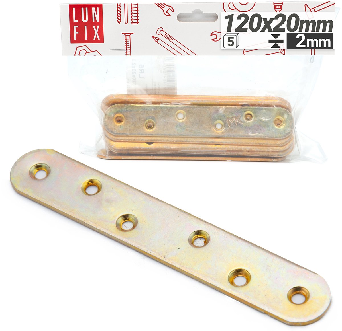 LUN FIX - Meubel vlakverbinder - 120x20x2mm - 5 stuks - Verzinkt