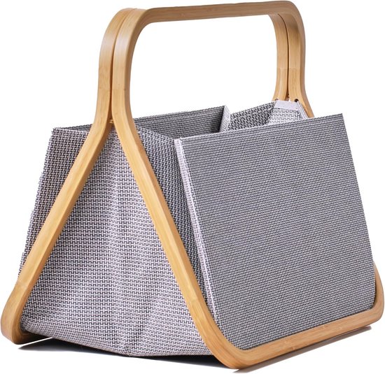 Opvouwbare Opbergmand voor Handwerk en Huishoudelijke Artikelen met Bamboe Handvatten
