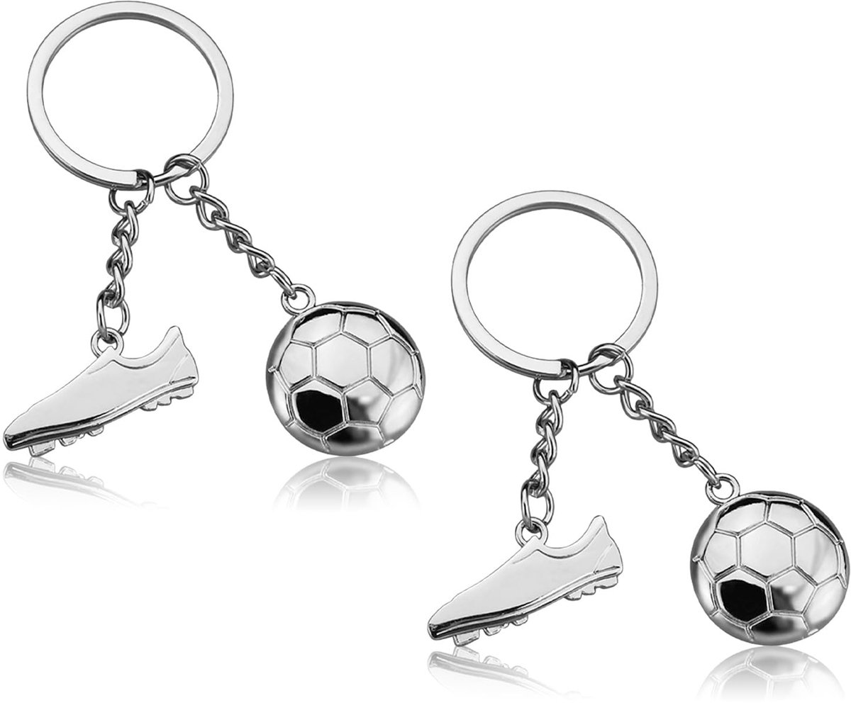 IMPERATORIS® Sleutelhanger Voetbal - Kinderen Jongens en Meisjes - Wit - ‎2 stuks