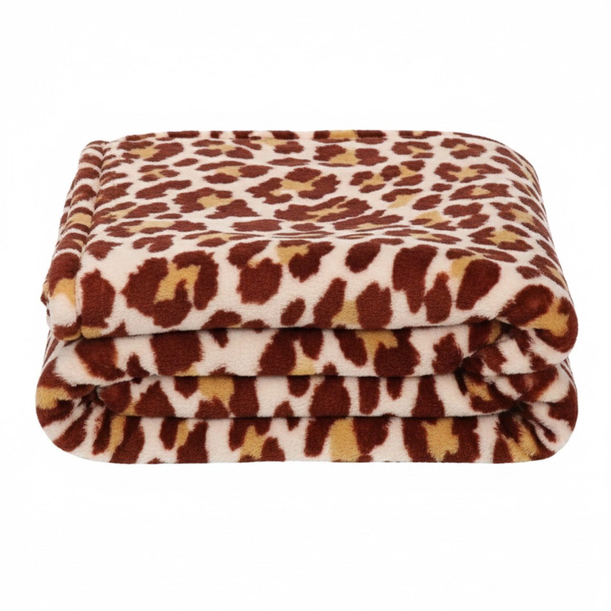 Bellatio Design Fleece dekentjes met dierenprint - bruine panter print - 120 x 160 cm - warme plaid Multi