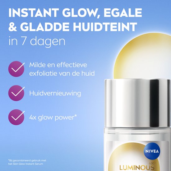 NIVEA Luminous630 Skin Glow Liquid Refiner - Exfoliant - Skincare - Leave-on Peeling - Alle Huitype - Anti-Pigment - 100ml