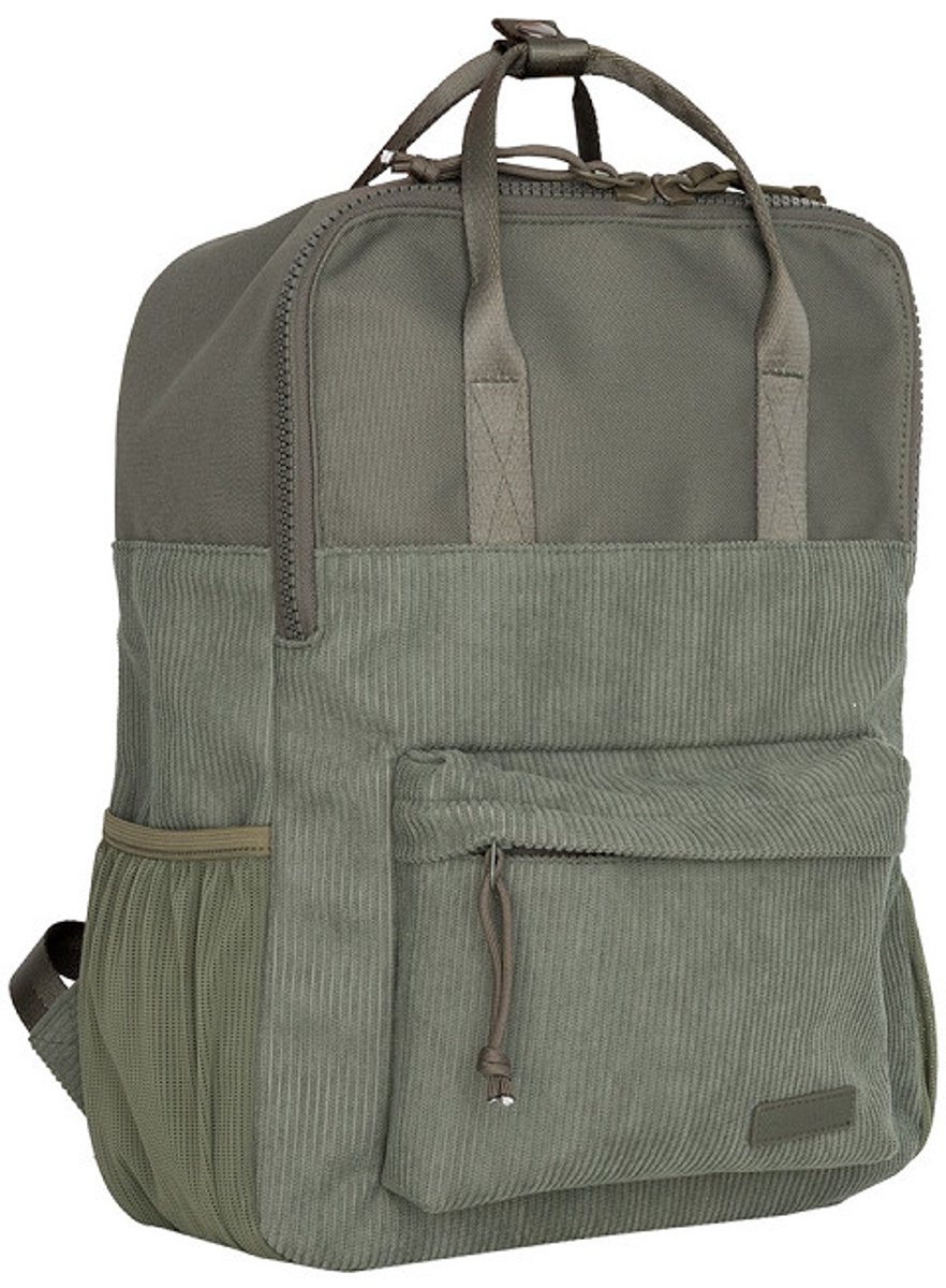 New Rebels Los Angeles Ribbi Rolltop Rugzak 13L – Stevig Rib Polyester – Lichtgewicht Schooltas & Werktas - Sage Green