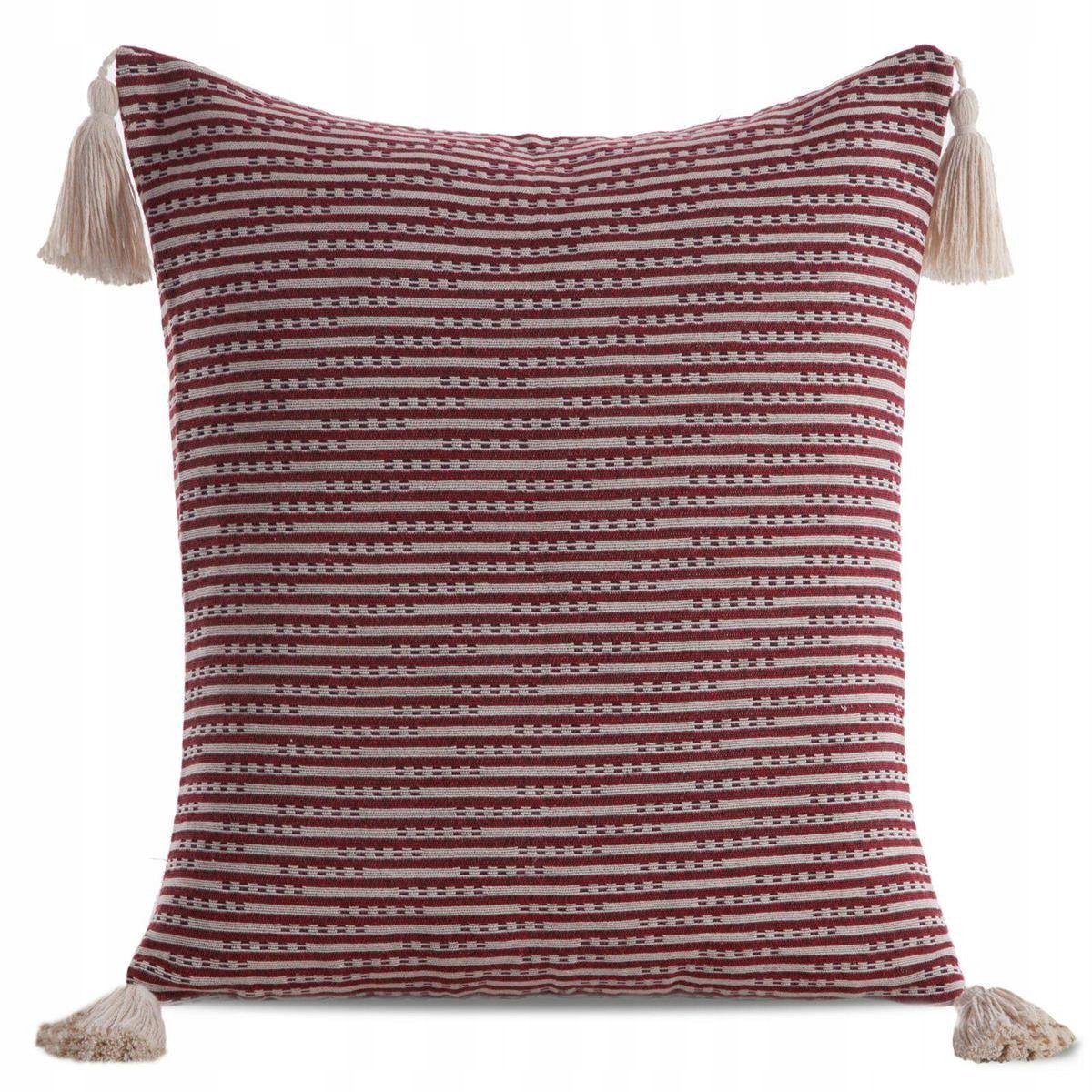 Boho Sierkussenhoes 45x45 cm Bordo met Fringe