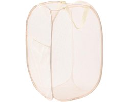 Opvouwbare wasmand - Waszak - Opvouwbare wasmand - Pop-up wasmand met verstevigde handgreep - Geschikt voor zakenreizen - Toerisme en kamperen - Beige - 58*36*36cm