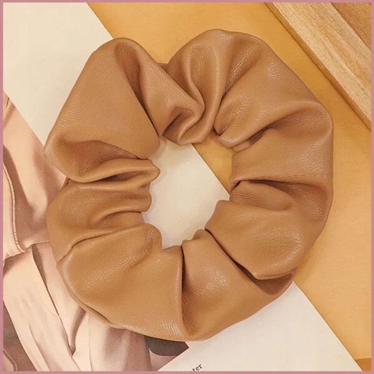 YEYE Leder Haar elastiek Beige - Eco-vriendelijk & Stijlvol