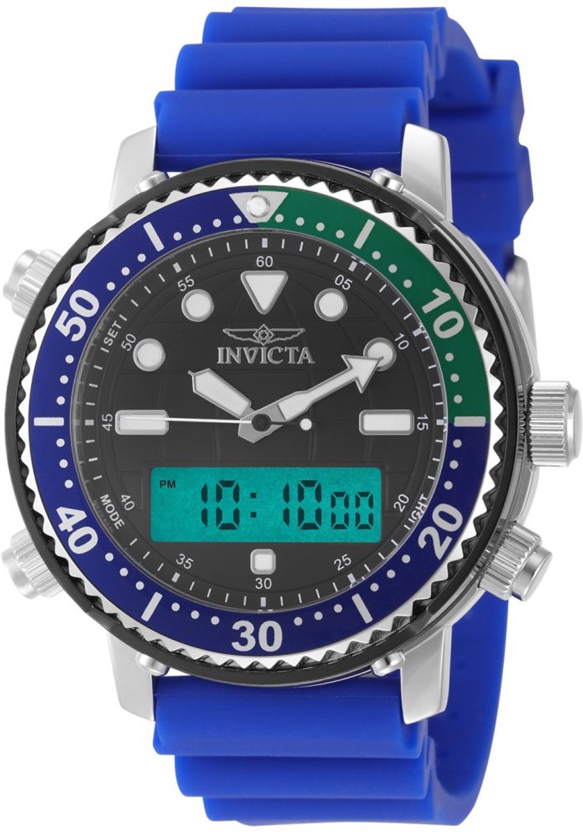 Invicta Pro Diver 49447 Heren Horloge - Waterdicht - Analoog - Quartz Uurwerk - Roestvrij Staal met zwarte Wijzerplaat - 46mm